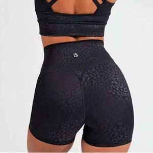 Black Leopard Print Women's Shorts